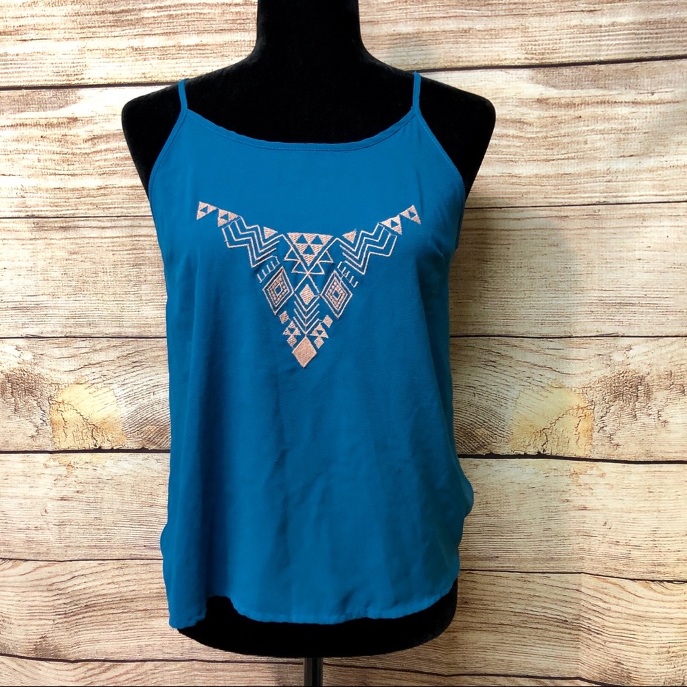 E & M Tribal Embroidered Tank Top
